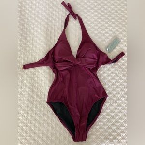 Coastal Blue One-Piece Halter Swimsuit  Size Small NWT